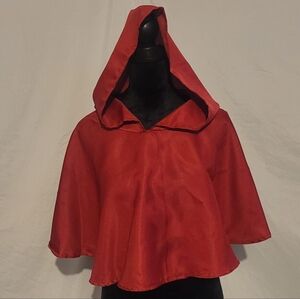Thin Red Pointed Hooded Cloak Or Cape, Unisex OS
